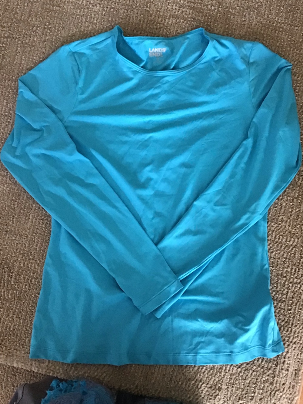 Lands' End Bright Turquoise Swim Top/Rash guard womens’s XS